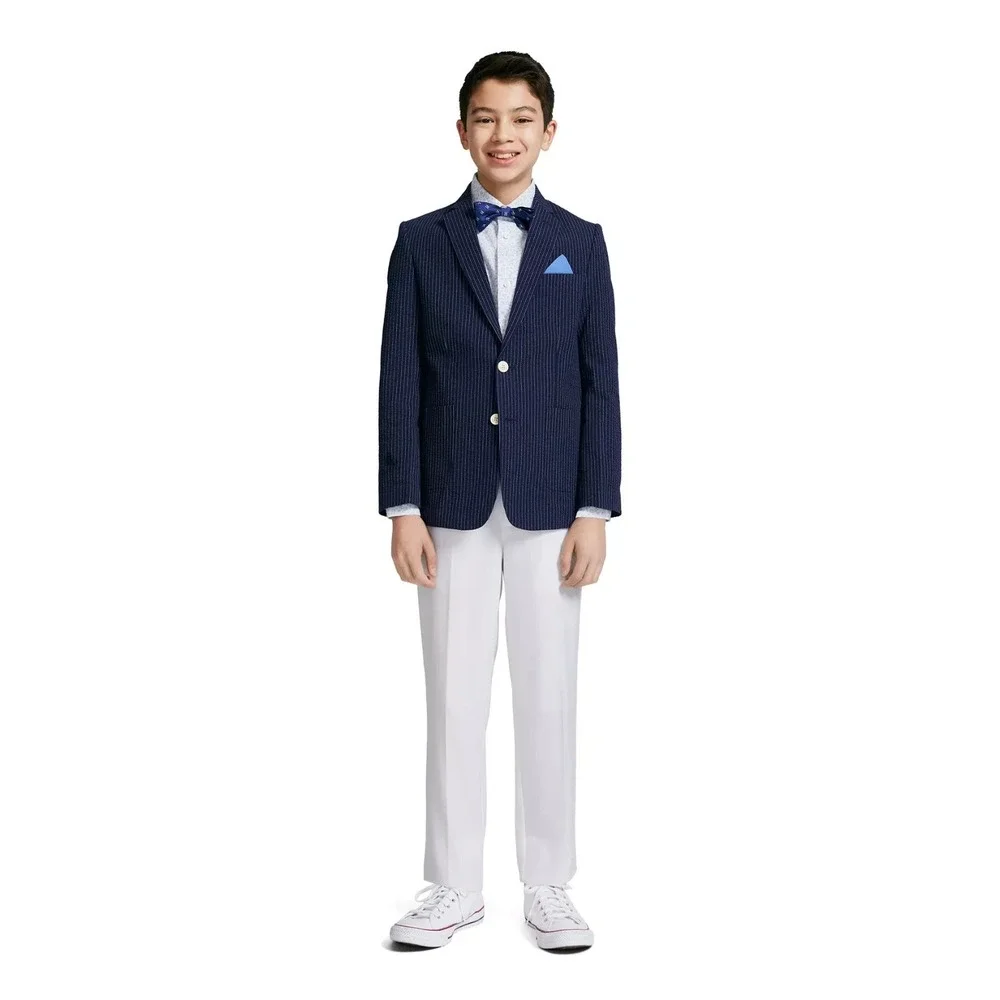 Tommy Hilfiger Boys Seersucker‎ Stripe Suit Jacket Navy Size 10 New $125